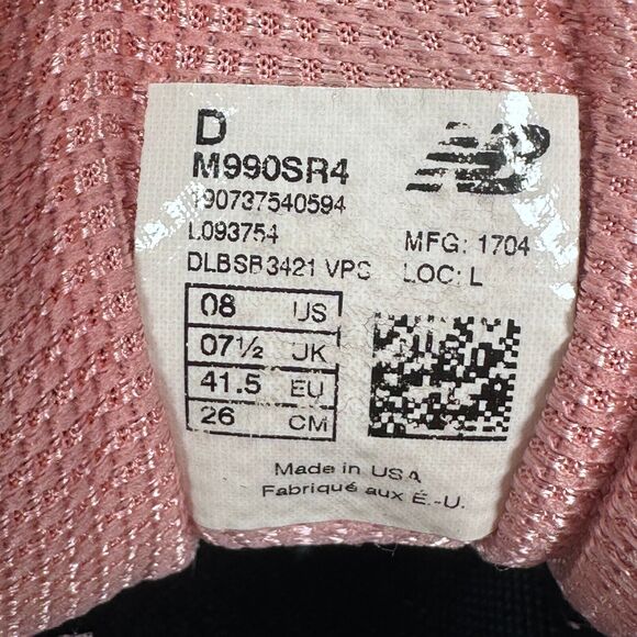 New Balance 990v4 Sneakers Men’s 8 Sunrise Rose Lace Up Shoes M990SR4 READ FLAWS - Picture 7 of 11